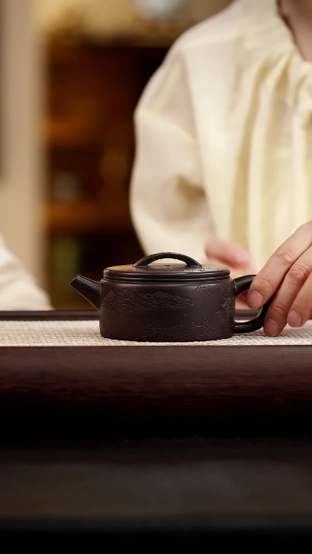 茶壶紫砂黑墩头汉瓦