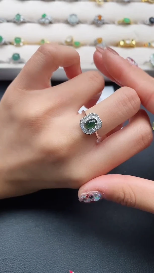 银S925镶嵌戒指翡翠2222222+1