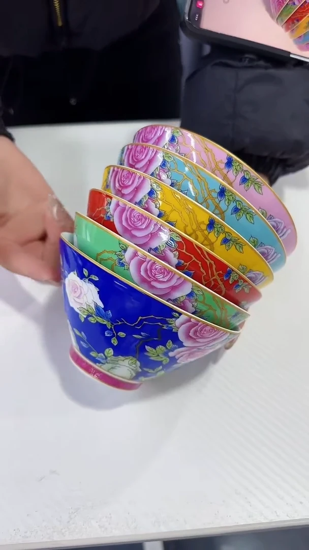 【闪购商品】瓷片斗笠碗5英寸面碗混色6个