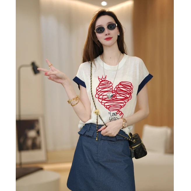 【新款上新】马克华菲女装夏季气质设计感短袖上衣F52004A601CC