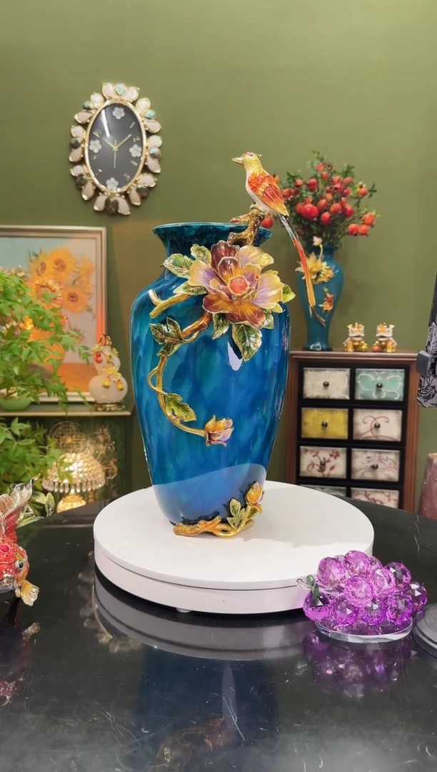 合金珐琅彩   大号花瓶 喜上眉梢