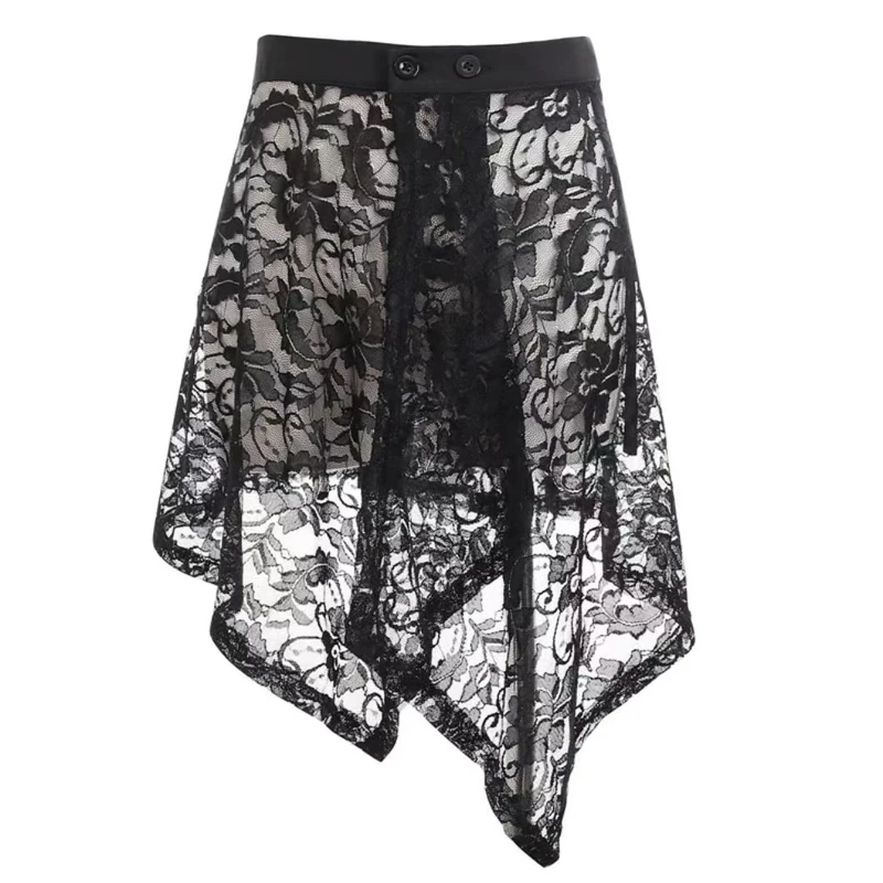 韩版黑色白色蕾丝不规则下摆广场舞四季百搭屁帘半身裙时尚遮臀