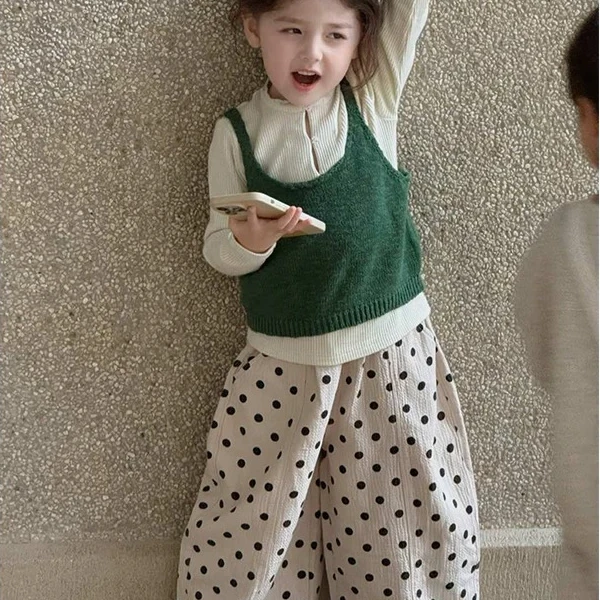 【Rainbow】2025春款洋气ins波点裤子三件套-66045