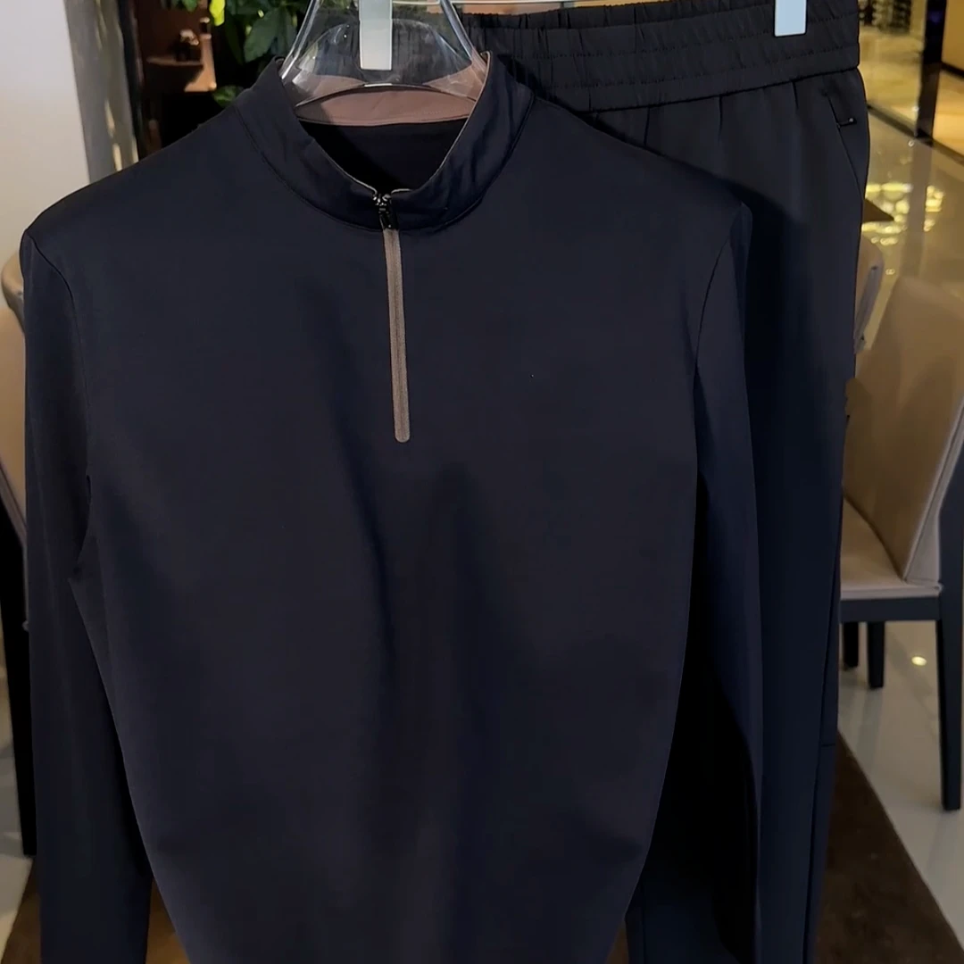 【增峻king抓绒衣-外贸订单】户外男子弹力保暖立领半拉链套头衫