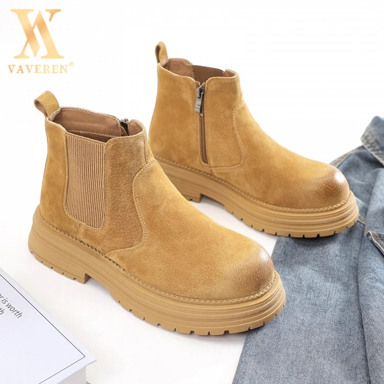 马丁靴男款中帮厚底英伦切尔西套筒短靴复古户外男款切尔西马丁靴