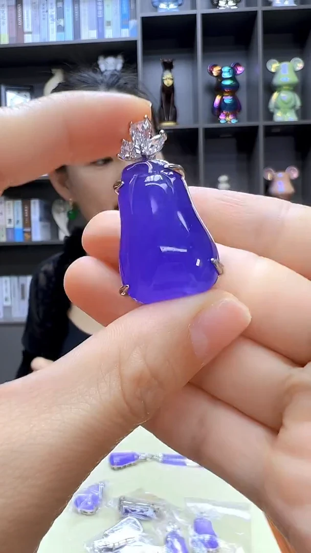 翡翠银S925镶嵌颈饰沉白diy劲饰