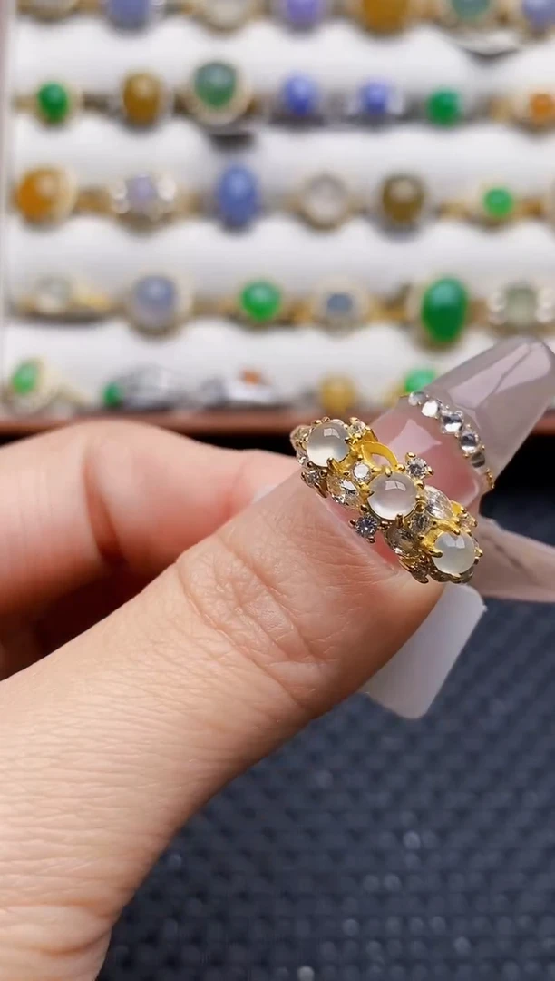 银S925镶嵌戒指翡翠7498