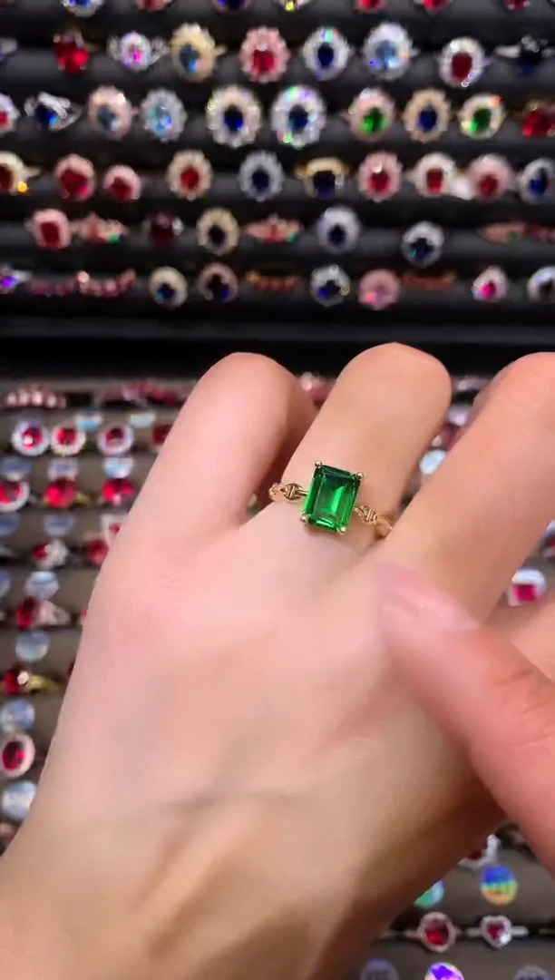 【闪购商品】透辉石戒指银S925镶嵌79金