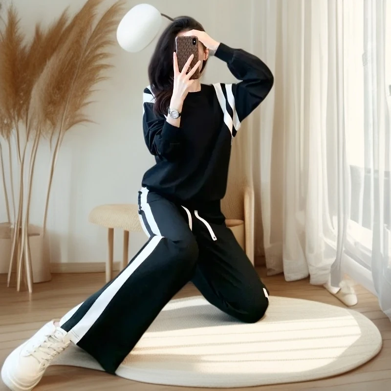 秋日氛围感拉满 卫衣阔腿裤两件套 减龄洋气 时髦运动休闲套装