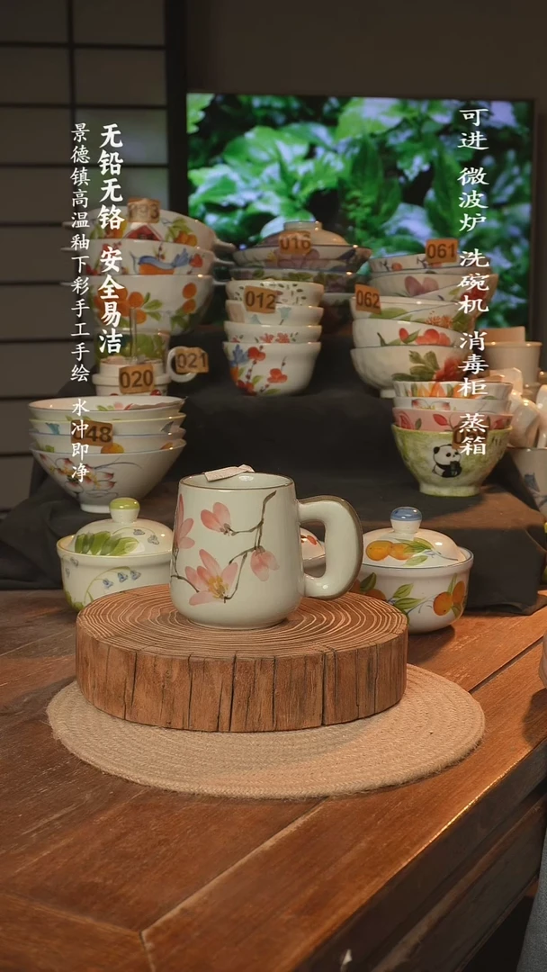 瓷景德镇高温瓷釉下彩手绘陶瓷