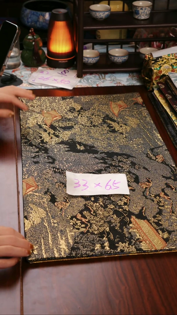 【福利西阵织登鹳雀楼黑金双面】中国风干泡织锦茶席33*65