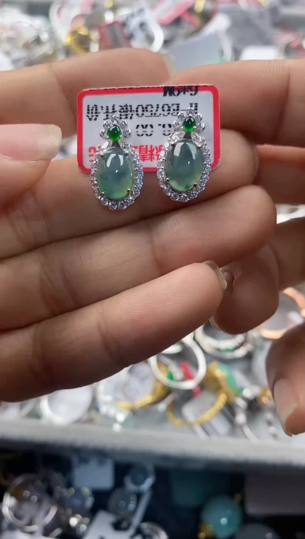 银S925镶嵌戒指翡翠555---10