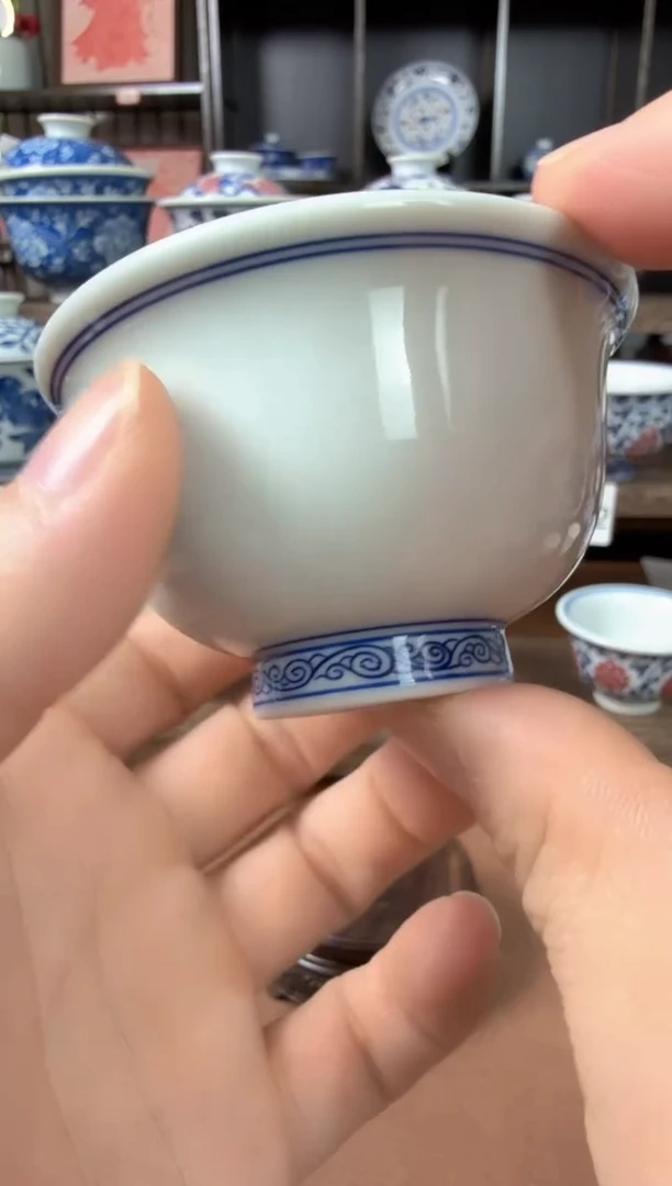 手工手绘白胎压手杯