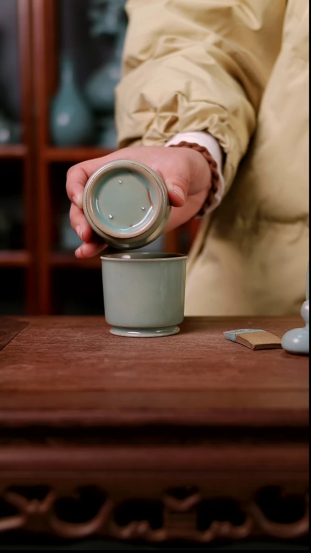 杯子陶青霁汝窑仿古釉   瑕