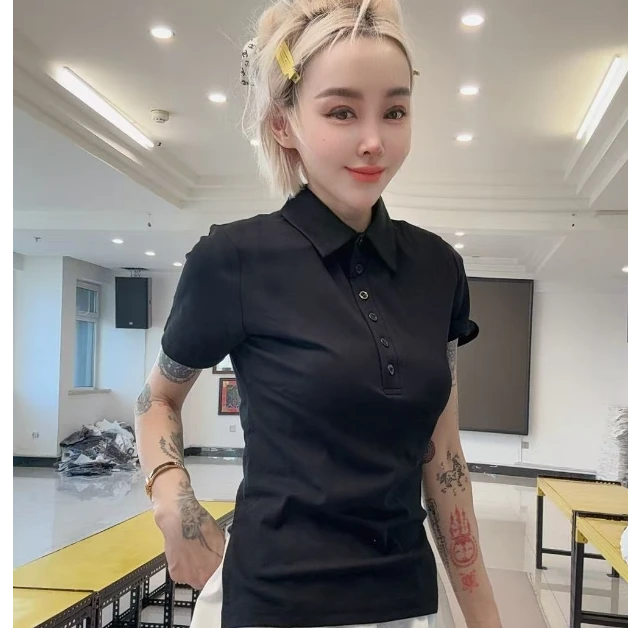 百搭款7091款爆款黑色侧开叉短袖