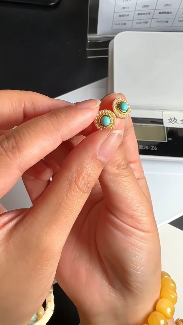 【闪购商品】绿松石耳钉未镶嵌WY0305039
