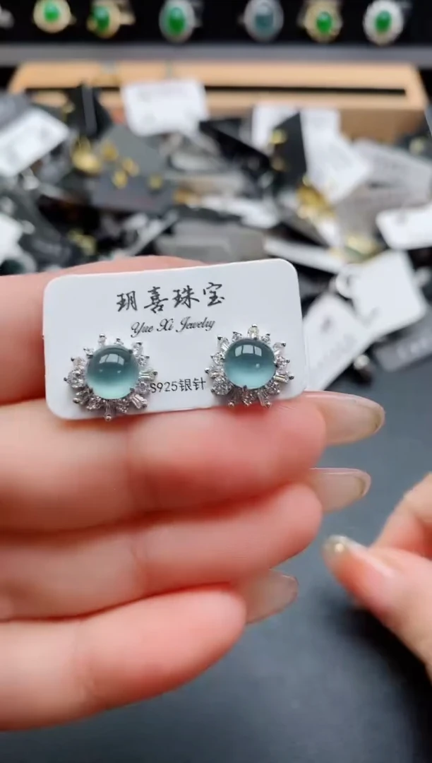 银S925镶嵌戒指翡翠1