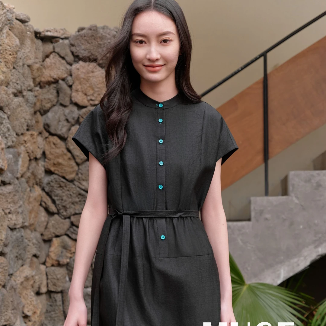 MUGE/慕歌桑蚕丝连衣裙薄款长款裙子时尚常规款提花收腰夏季