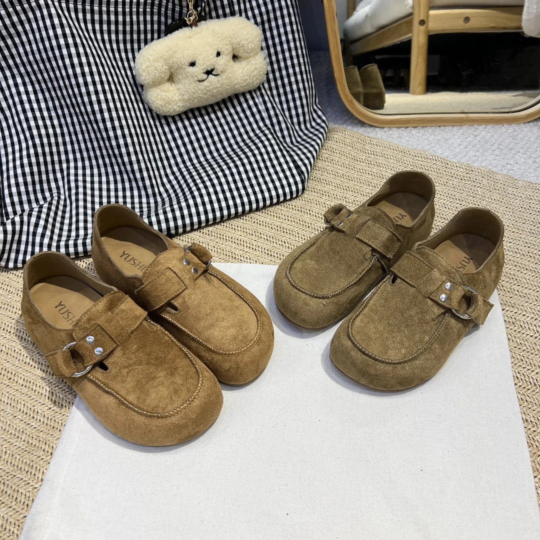 复古森系透气休闲软底豆豆鞋2025新款魔术贴一脚蹬勃肯乐福鞋女鞋