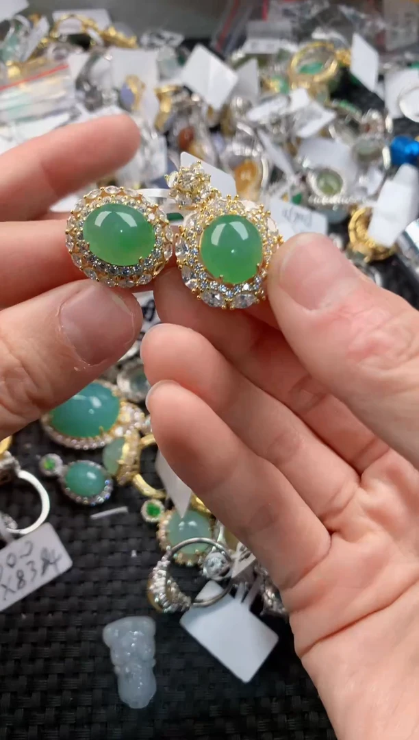 银S925镶嵌戒指翡翠111  1