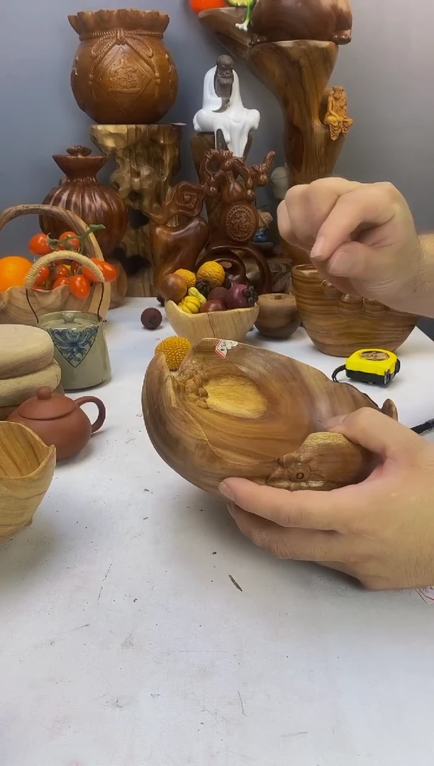 香樟木A18精品石榴果盆/尺寸