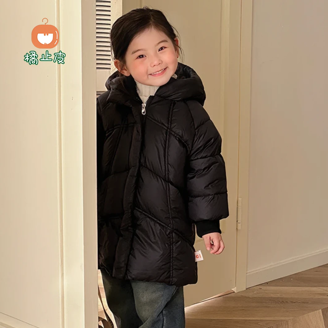 【90白鸭绒】橘止皮儿童中长款羽绒服冬季外套上衣防寒棉衣DW231017