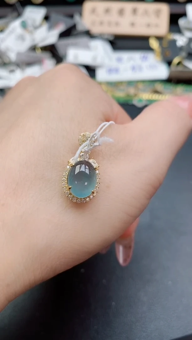 吊坠(赠链)银S925镶嵌翡翠1