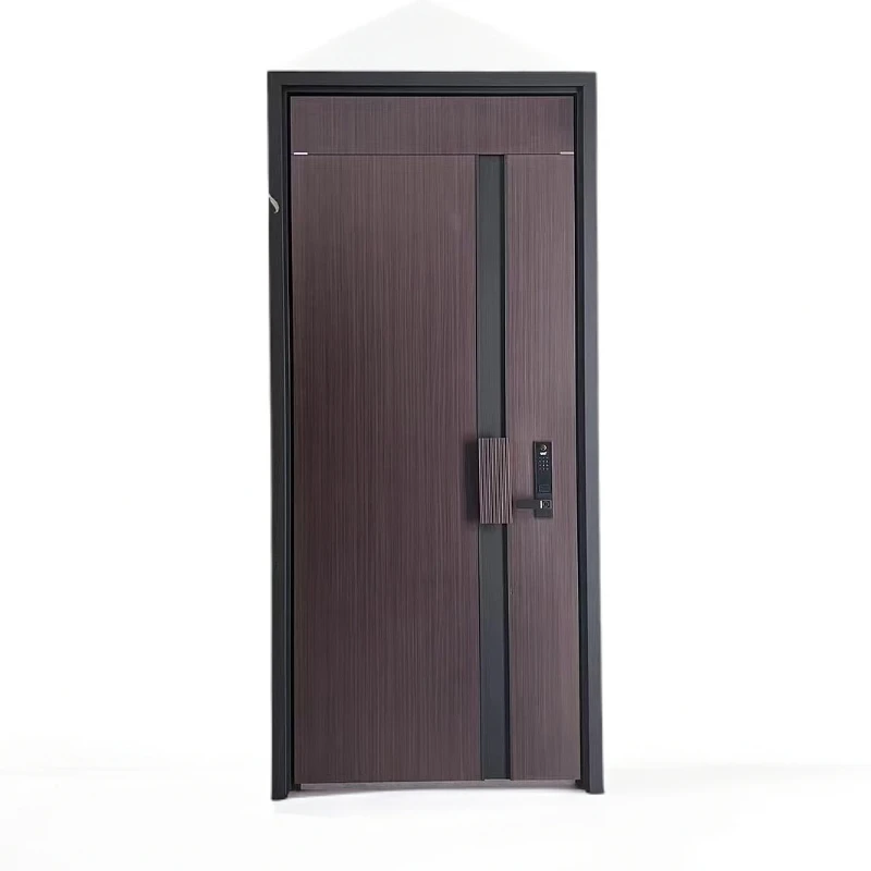 韵华内置龙骨高端大气智能防盗入户门极简木纹防盗门