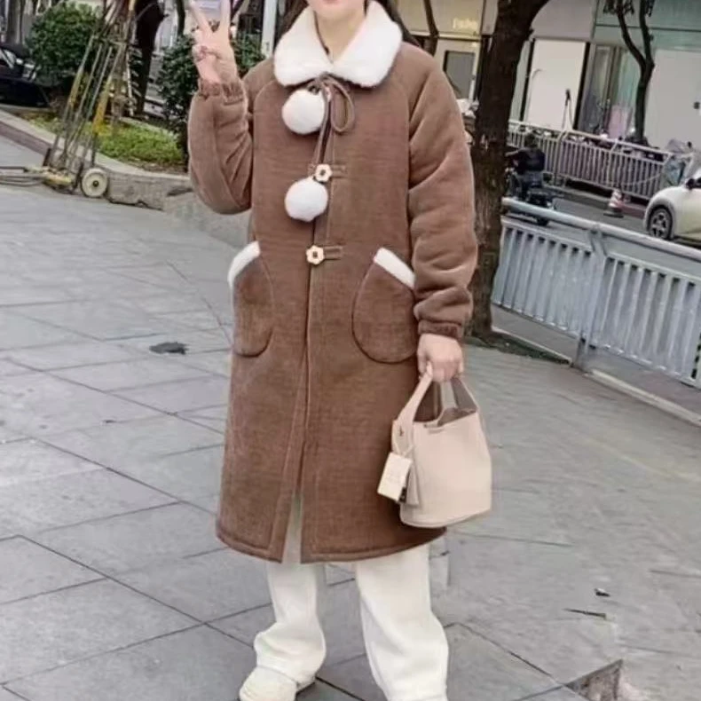 新款翻领雪尼尔冬季三层加厚加绒可外穿家居服冬季中长款夹棉长袍