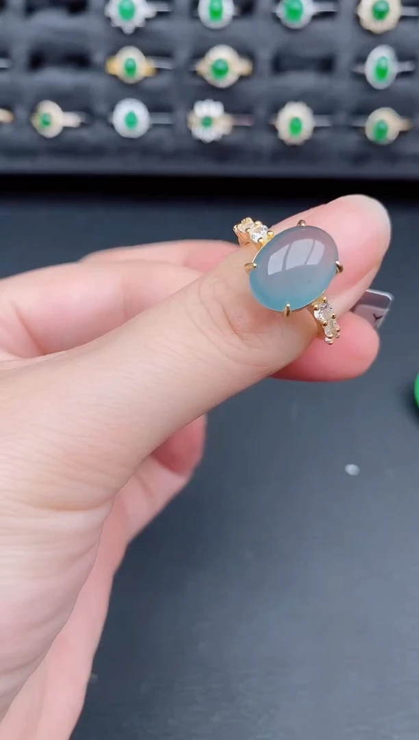 银S925镶嵌戒指翡翠天然a货翡翠50