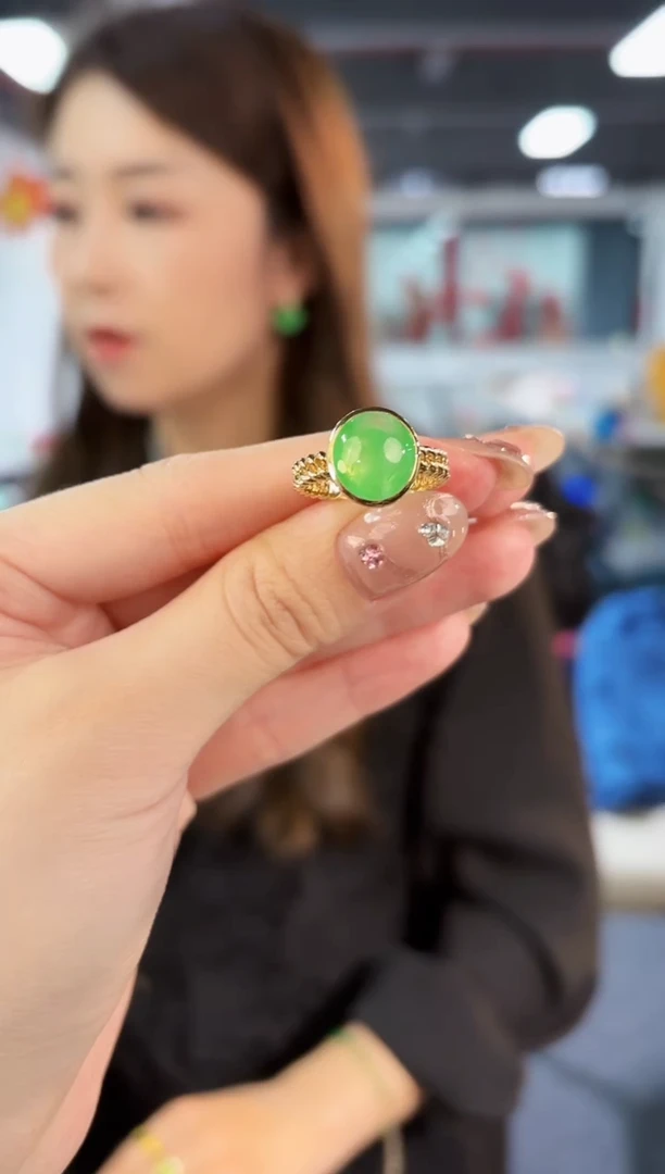 【闪购商品】翡翠戒指18K金镶嵌缅料A货/支持复检/一件