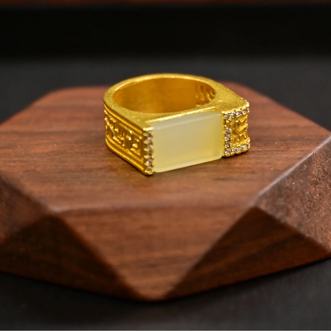 铜合金珐琅戒指 炫彩系列-自由指环古法黄色