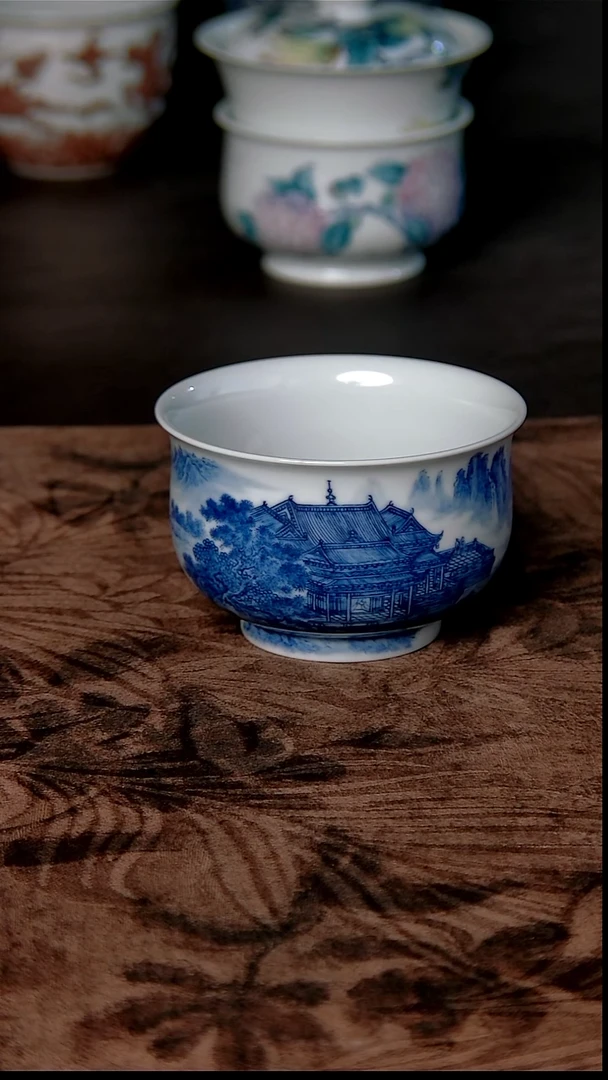 其他瓷山水楼阁炉式杯