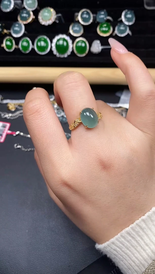 银S925镶嵌戒指翡翠32783