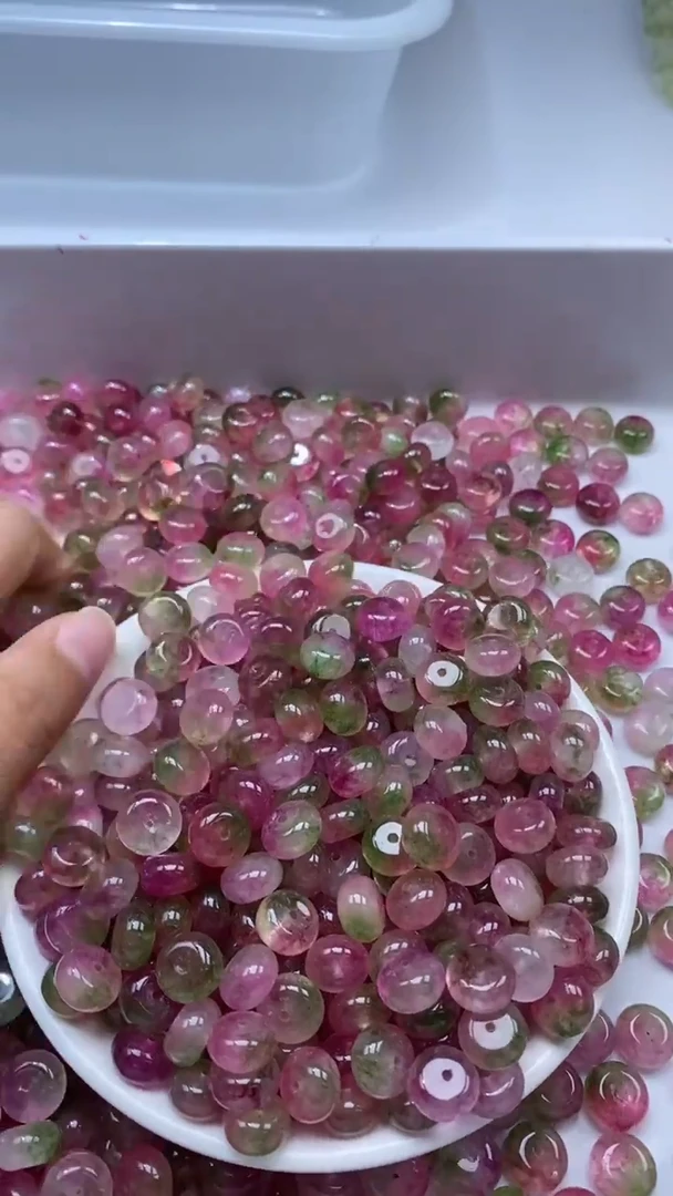 颈饰未镶嵌水晶W3146-西瓜碧玺算盘10*6mm*10颗