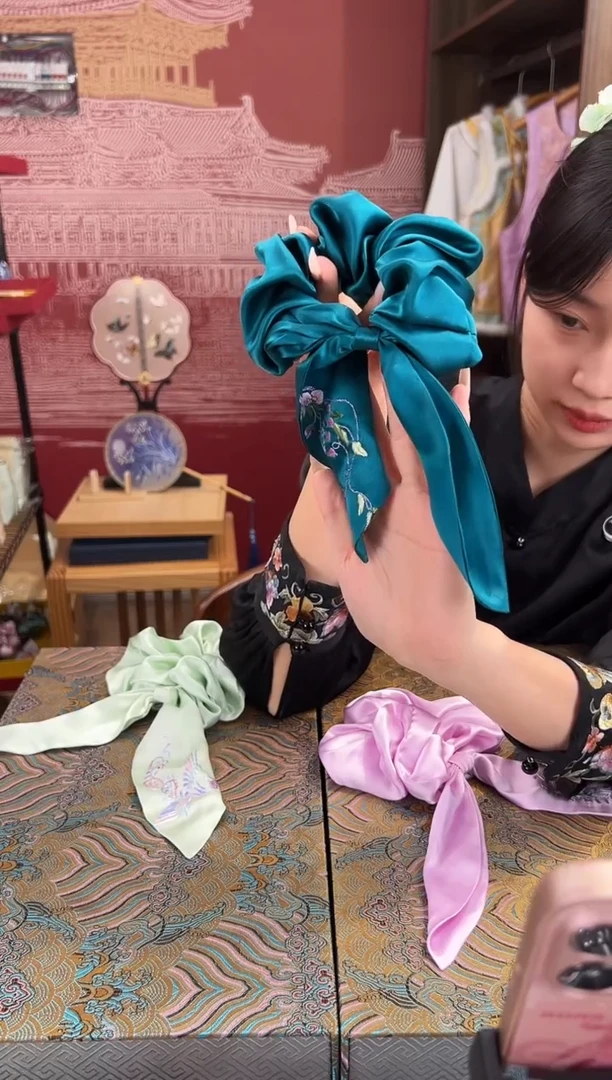 刺绣福利品苏绣桑蚕丝手工绣刺绣发圈