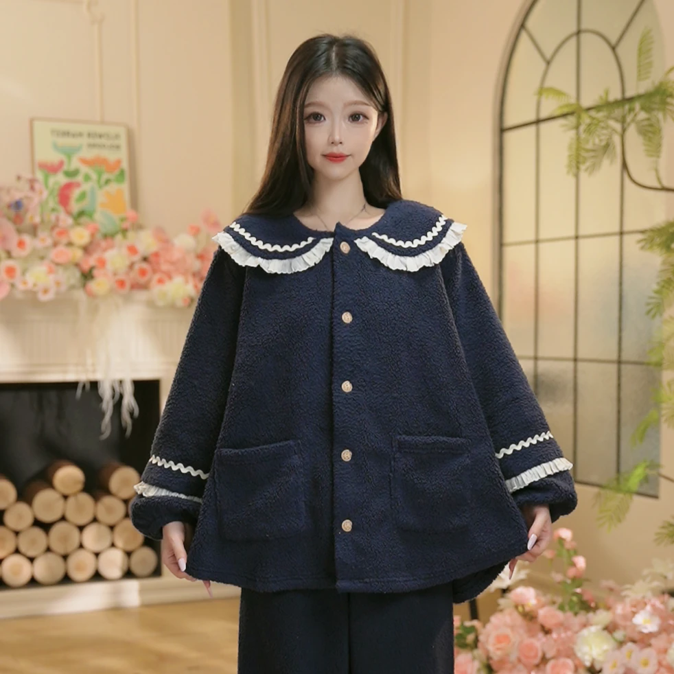 T秋冬新款厚款长袖家居服高颜值柔软睡衣套装