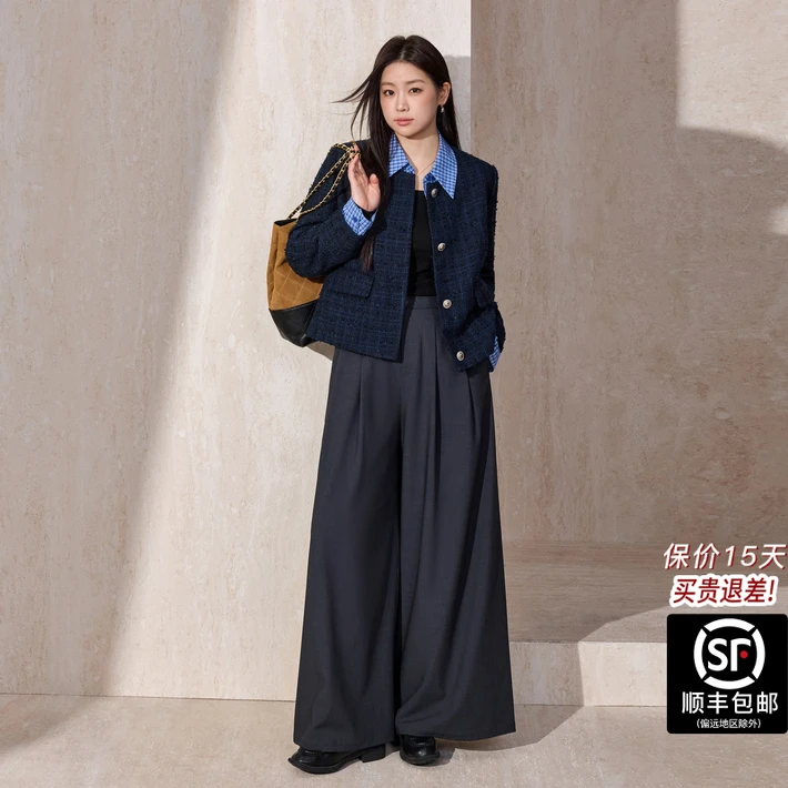 蓝语大码女装衬衫小香风假两件短外套韩系百搭显瘦设计感气质上衣
