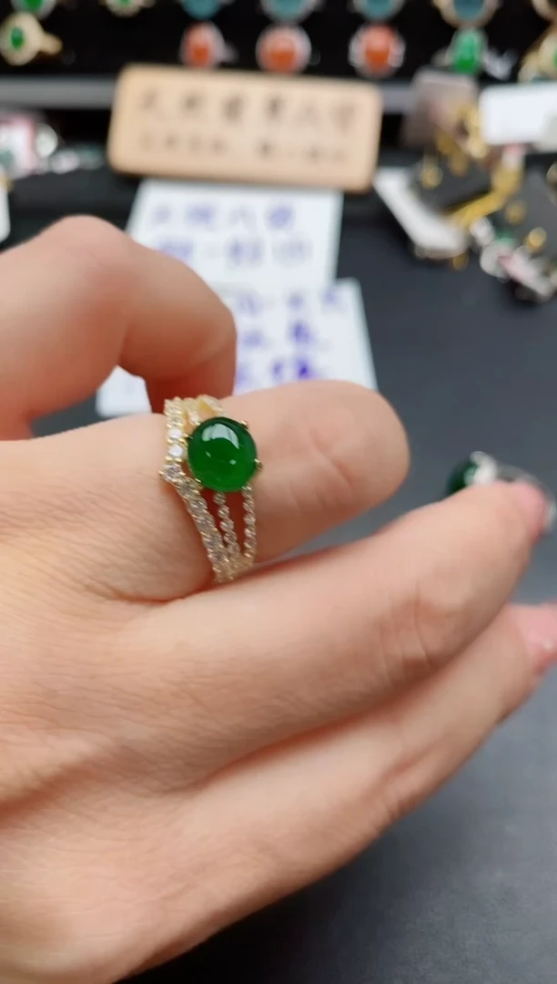 银S925镶嵌戒指翡翠1