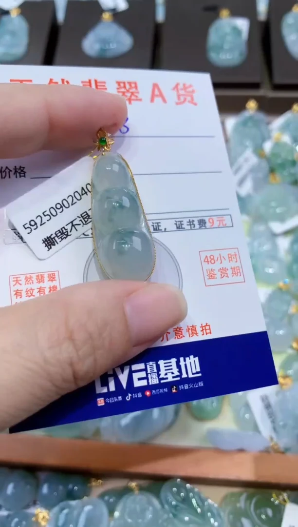 颈饰18K金镶嵌翡翠天然翡翠A货挂件