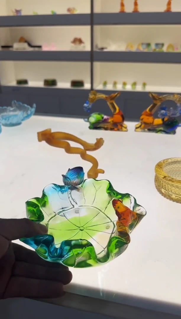 手工艺品琉璃呱呱来财干果碟