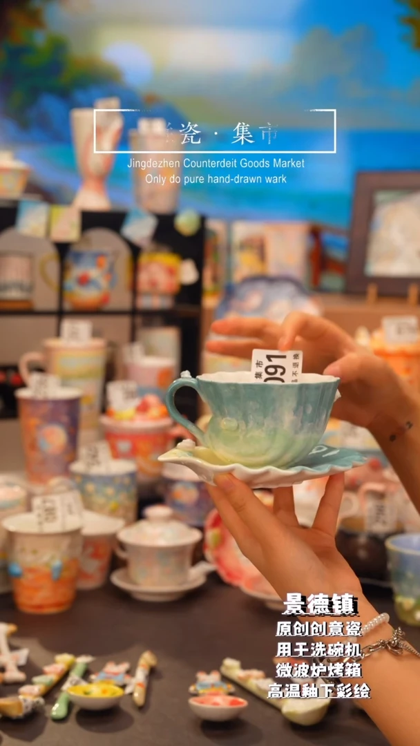 杯子091景德镇手工手绘高温釉下彩