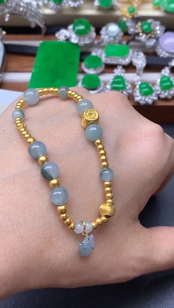 18K金镶嵌手链翡翠206-中国好珍宝