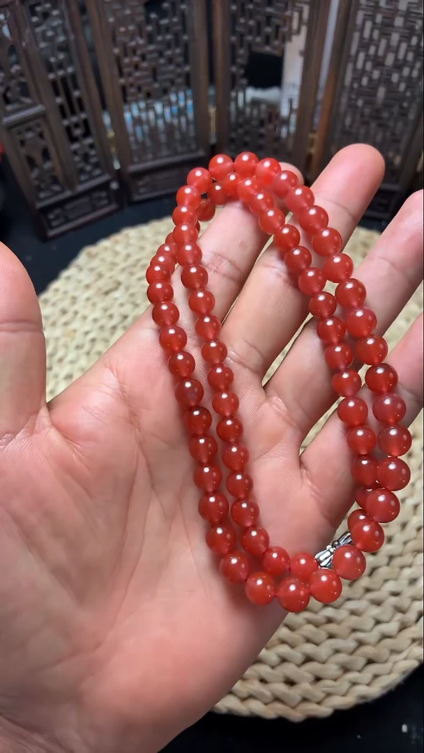 未镶嵌项链南红玛瑙冰红项链7+mm