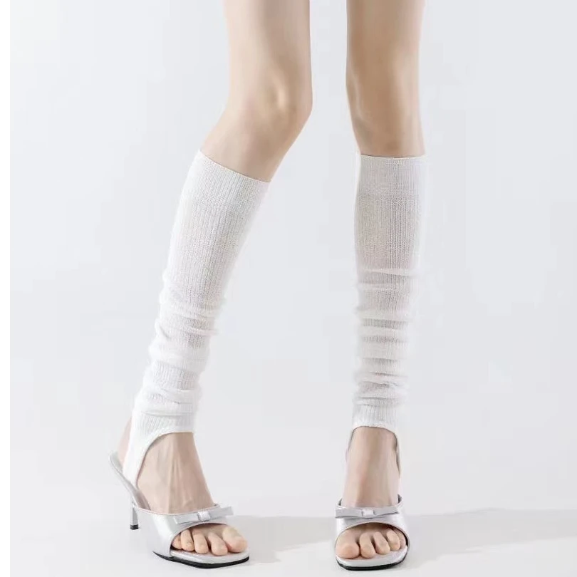 春夏薄款纯色踩脚袜套小众百搭慵懒风小腿袜过膝袜ins风