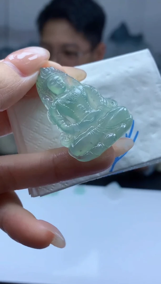 【闪购商品】定制翡翠未镶嵌006ee-毛货观音9赠金扣