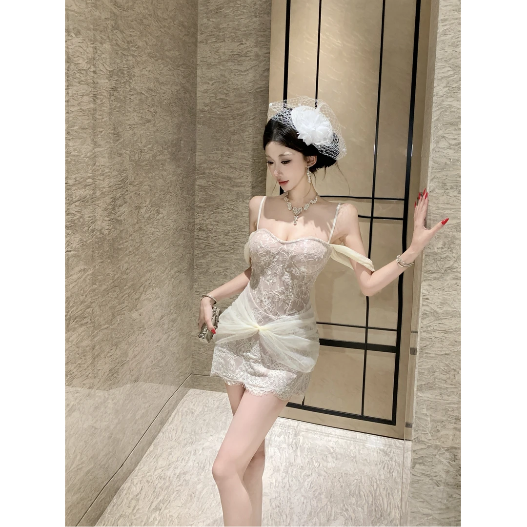 2026春季新款ins性感蕾丝吊带连衣裙女辣妹抹胸包臀短裙生日裙子