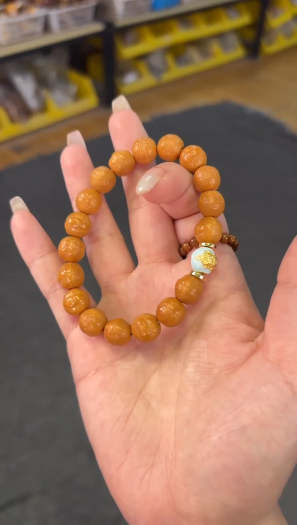 【闪购商品】菩提根/象牙果吊坠  1.0猴头凤眼S925黄财神设计