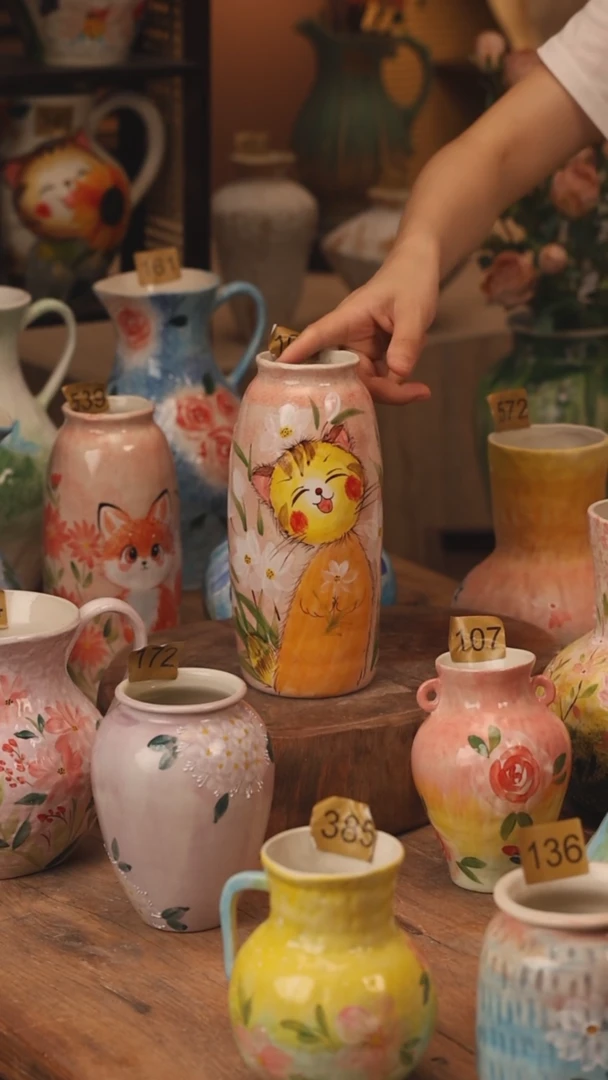 陶瓷104景德镇设计师手作花器摆件侘寂风