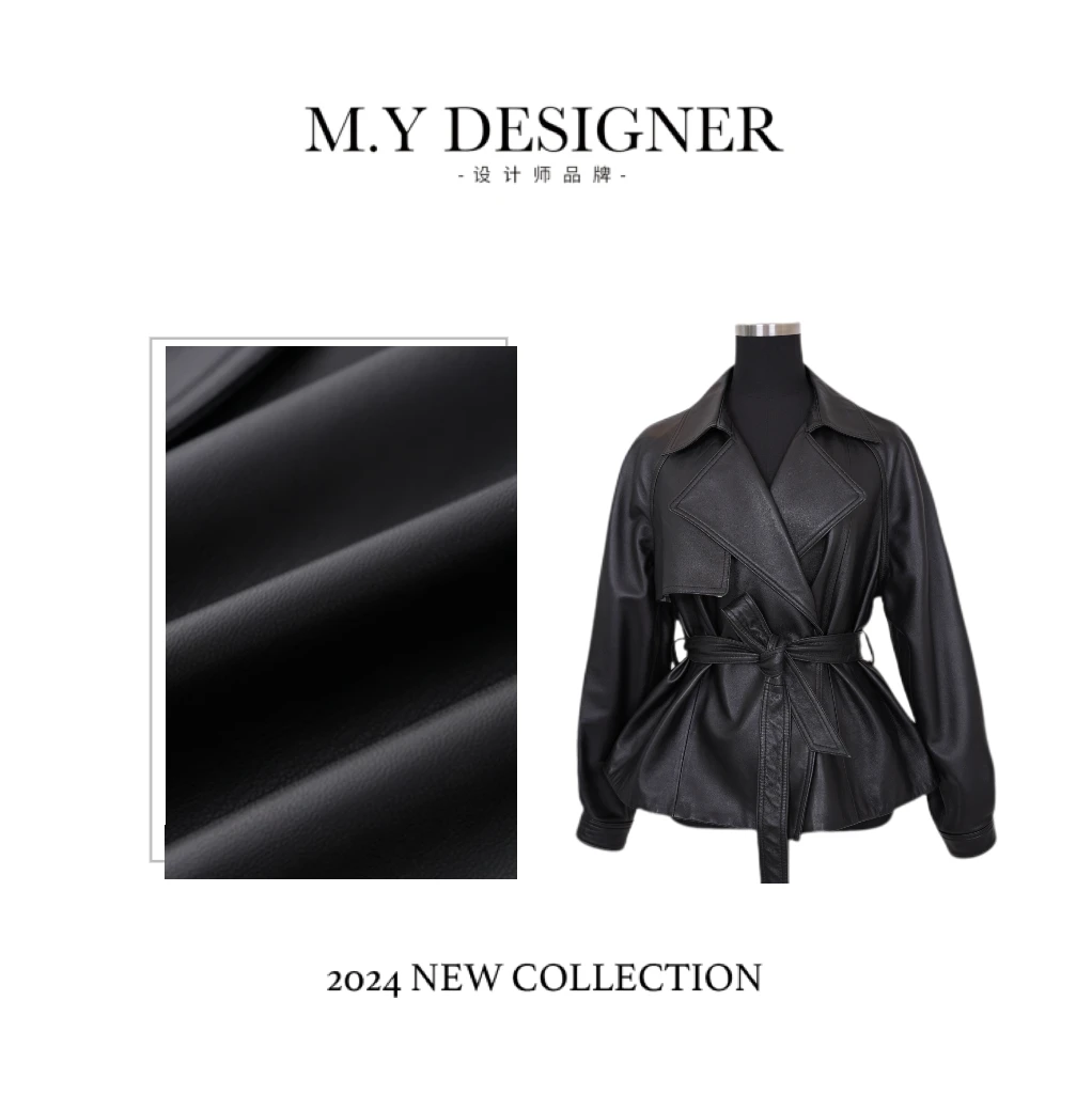 巴宝家真皮羊皮时尚气质显瘦收腰翻领百搭真皮皮衣3201-JW